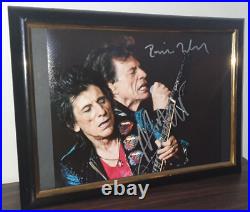 Mick Jagger, Ronnie Wood Hand Signed With Coa Framed Rolling Stones 8x10