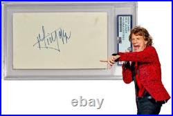Mick Jagger Signed 3 x 5 Autograph. Rolling Stones. Rock & Roll Legend. PSA