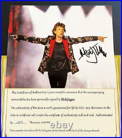 Mick Jagger Signed 8x10 Photo Autographed, With COA The Rolling Stones
