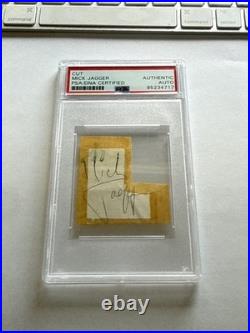 Mick Jagger Signed Cut Rolling Stones PSA Auto Encapsulated
