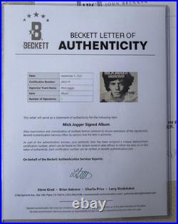 Mick Jagger Signed LP Album Under Cover Promo John Brennan Beckett COA