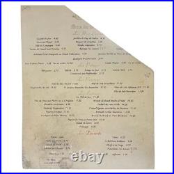 Mick Jagger Signed Menu (France)