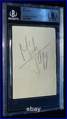 Mick Jagger The Rolling Stones Legend Signed Autographed Cut BECKETT BAS