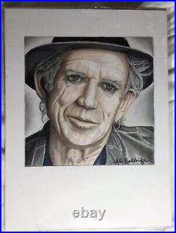 Original Keith Richards The Rolling Stones Colored Pencil Portrait