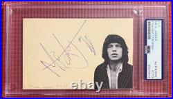 PSA/DNA slabbed & signed ROLLING STONES x3 autographed CUTS Jagger, Watts, Wyman