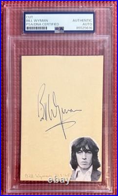 PSA/DNA slabbed & signed ROLLING STONES x3 autographed CUTS Jagger, Watts, Wyman
