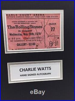 RARE Charlie Watts Rolling Stones Signed Photo Display +COA AUTOGRAPH THE STONES