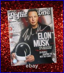 RARE ELON MUSK SIGNED AUTOGRAPHED ROLLING STONE 8x10 COVER PHOTO TESLA SPACEX