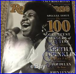 RARE Only One on EBAY signed Aretha Franklin Rolling Stone Magazine Autograph