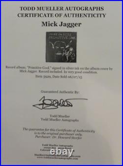 RARE! The Rolling Stones Mick Jagger Hand Signed Album Cover COA