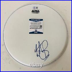 ROLLING STONES CHARLIE WATTS Signed 13' Drumhead Beckett BAS Authentic