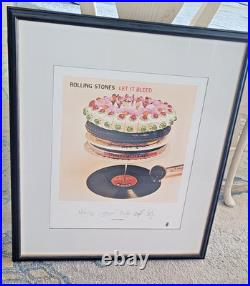 ROLLING STONES LET IT BLEED Limited SIGNED Lithograph With COA & Original Album
