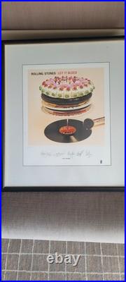 ROLLING STONES LET IT BLEED Limited SIGNED Lithograph With COA & Original Album