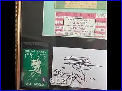 ROLLING STONES Signed 14 x 18 framed Ticket and passes Display no 2