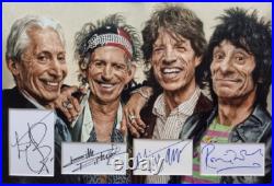 ROLLING STONES Signed 16x12 Photo Display JAGGER RICHARDS WOOD WATTS COA