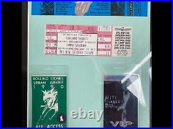 ROLLING STONES Signed 18 x 14 framed Ticket and passes Display