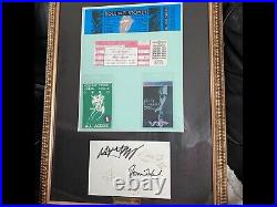 ROLLING STONES Signed 18 x 14 framed Ticket and passes Display