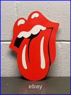 ROLLING STONES Thick Metal Sign Music Tongue Rock Roll Gas Oil Sign Concert