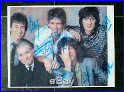 ROLLING STONES signed 8x10 All 5! Jagger Richards Wyman +2 autograph, RR COA