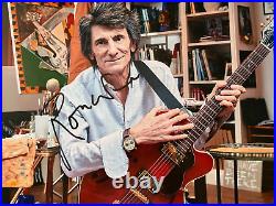 RONNIE WOOD Hand Signed Singing 16x12 Music Photo + Verified COA Rolling Stones