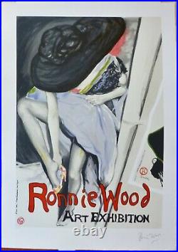 RONNIE WOOD Jo with Hat HAND SIGNED ROLLING STONES RON LITHOGRAPH