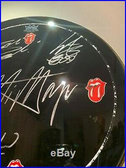 Rare All 5 Rolling Stones Jagger Hand Signed Autographed Drum Head Lifetime Coa
