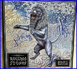 Rare Authentic Rolling Stones Signed Lp Cover 4 Autographed Bridges To Babylon