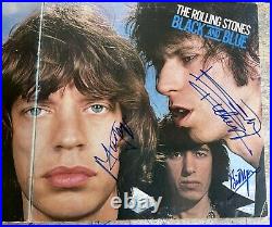 Rare Authentic Rolling Stones Signed Record Cover 6 Autographed Black And Blue