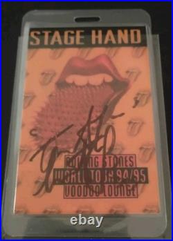 Rip Charlie Watts Rolling Stones Drums Signed Autograph Voodoo Lounge Tour Pass
