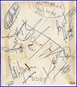 Rolling Stones (5) Jagger, Jones, Wyman, Watts & Richards Signed 4x4.5 Cut JSA