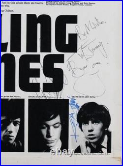 Rolling Stones (5) Jagger, Richards, Jones, Watts & Wyman Signed Album Cover BAS