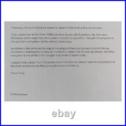 Rolling Stones & Band Signed 1982 Programme Pages Harvey Goldsmith (Germany)