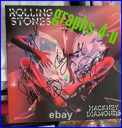 Rolling Stones Band Signed Album Hackney Diamonds Green Vinyl COA