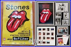 Rolling Stones, Band Signed No Filter Tour Poster + Slide, Press Stills, Tongue