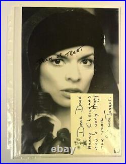Rolling Stones Bianca Jagger Signed Autograph Christmas Postcard & Photo COA