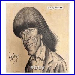 Rolling Stones Bill Wyman 1966 Autographed Portrait By Tony Rafty (Australia)