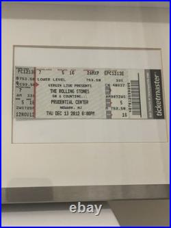 Rolling Stones Bill Wyman Signed Autograph with2012 Concert Tickets Framed display
