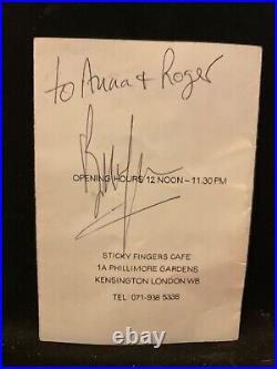 Rolling Stones Bill Wyman autograph and Sticky Fingers Ashtray and Match Book