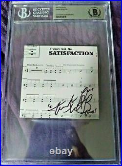 Rolling Stones Charlie Watts Signed 4x4 I Cant Get No Sheet Music Beckett Slab