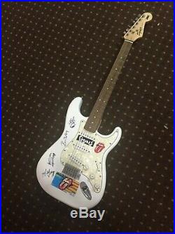 Rolling Stones Fender Guitar Autographed, Jagger-Richards-Wood & Watts