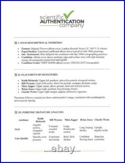 Rolling Stones Flowers Album Signed All 5 Jagger Richards Jones Watts Wyman