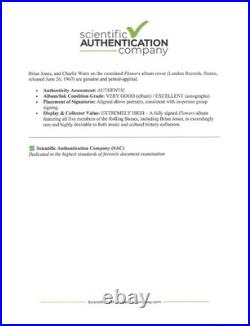 Rolling Stones Flowers Album Signed All 5 Jagger Richards Jones Watts Wyman