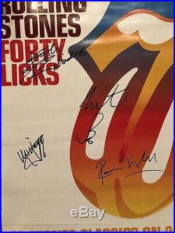 Rolling Stones Forty Licks Poster Autographed By Jagger Richards Wood Watts