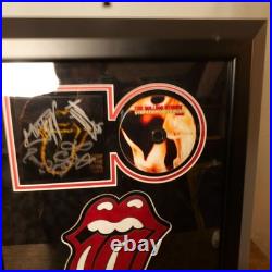 Rolling Stones Full Band Framed Autographed CD Display Tongue COA Rock HOF