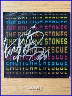 Rolling Stones Hand Signed Autographed Charlie Watts Emotional Rescue 7 Vinyl