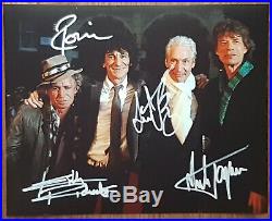 Rolling Stones Jagger Richards Watts Wood org Hand Signed Autographed Photo COA