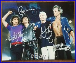 Rolling Stones Jagger Richards Watts Wood org Hand Signed Autographed Photo COA