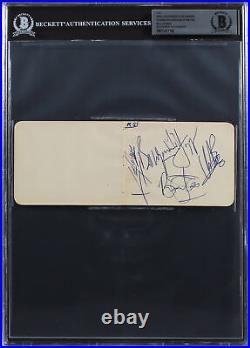 Rolling Stones Jagger, Richards, Wood, Watts & Wyman Signed 3x7.75 Cut BAS Slab