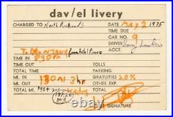 Rolling Stones Keith Richards Signed Autograph 1976 Limo Driver Receipt JSA LOA
