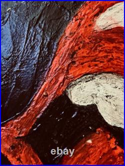 Rolling Stones Lips Painting Original Art Framed Canvas Gift Oil And Acrylic